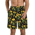 thumbnail image 2 of Uemuo Bees and Sunflowers Pattern Men's Swim Trunks Hawaiian Beach Bathing Suit Swimsuits Beach Quick-Dry Shorts with Pockets-X-Large, 2 of 9