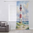 thumbnail image 3 of Beach Lighthouse Semi Sheer Curtains Drapes for Living Room, Bedroom, French Doors Window 54 Inches Long, Coastal Ocean Ship Sky Oil Painting Rod Pocket Chiffon Curtain Drapery Voile Draperies Panel, 3 of 6
