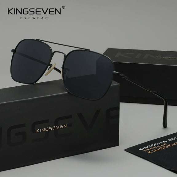 KINGSEVEN Men Women Polarized UV400 Sunglasses Classic Rectangle Design Alloy Frame