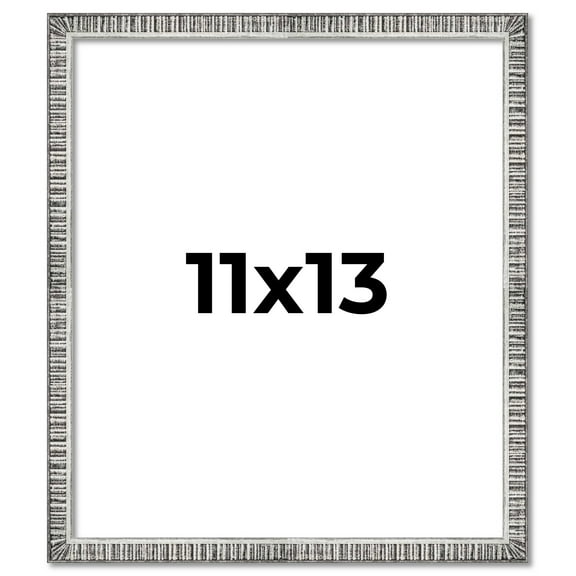 11x13 Frame Silver Grey Distressed Solid Wood Picture Frame | 0.75 Inch Moulding Width | Interior