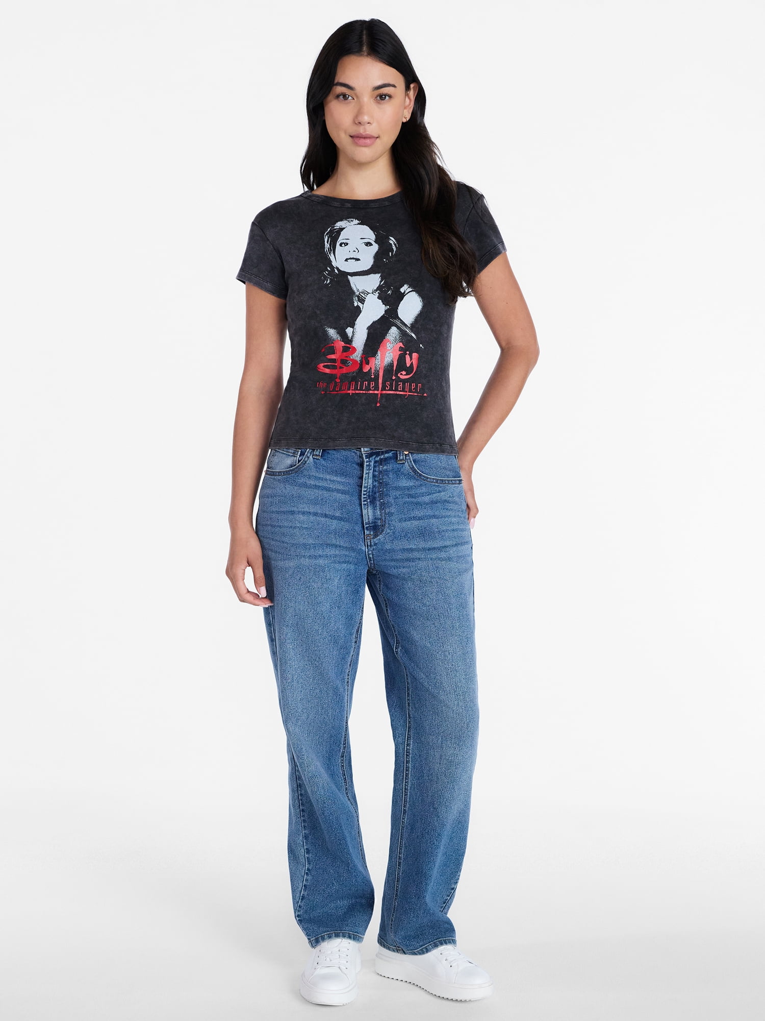 Buffy the Vampire Slayer Women’s Halloween Graphic Print Baby Tee, Sizes XXS–XXL