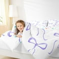 thumbnail image 4 of jejeloiu Kawaii Bowtie Ribbon Bedding Comforter Set,Lovely Bow Knot Twin Comforter Sets,White Purple Bedding Set For Girls Teens,Luxury Bedroom Decor Reversible,2 Pieces, 4 of 8