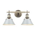thumbnail image 2 of Orwell 2-Light Vanity Light in Aged Brass with Dusky Blue, 2 of 3