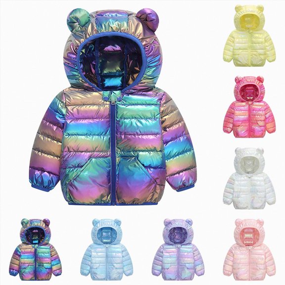 Winter Jacket for Girls 6 12 18 24 Months 3T 4T 5T Puffer Jacket Kids Warm Zip Up Outerwear School Casual Shiny Jacket for Toddler Outwear Red