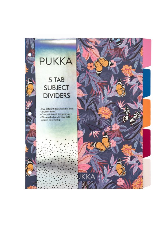 Pukka Pad 5-Part Tab Dividers - 1 Pack, 8.5 X 11 Inches, Bright Colors, 3-Ring Binder Compatible