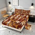 thumbnail image 2 of Manfei Mid Century Oil Painting Queen Sheets, Brown Beige Ombre Queen Sheet Sets, Black Reversible 4-Piece1 Flat Sheet + 1 Fitted Sheet + 2 Pillowcases, 2 of 6