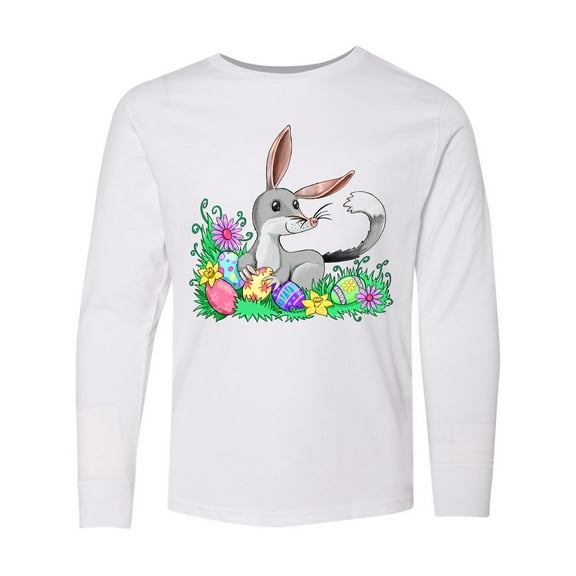 Inktastic Easter Bilby with Eggs and Flowers Long Sleeve Youth T-Shirt