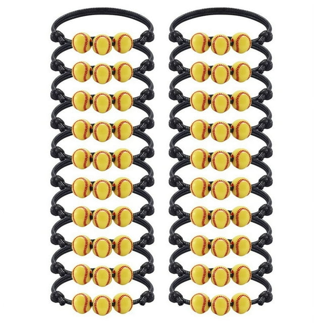 Paquete de 20 Pulseras de SóFtbol para Fiestas, Cuentas de SóFtbol, Pulseras de Amistad, Pulsera Ajustable con Cuentas, Regalos de SóFtbol