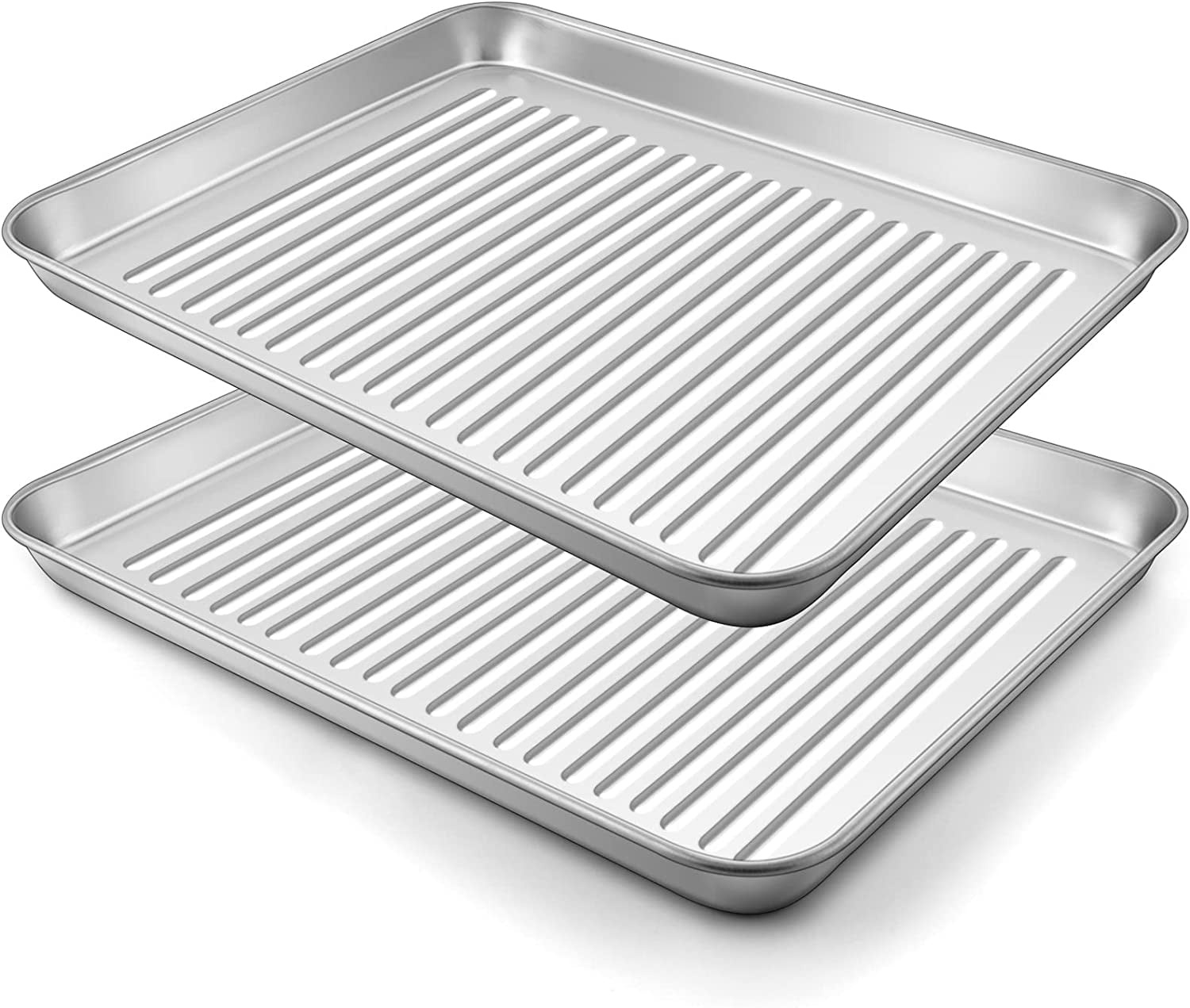 Vesteel Toaster Oven Pan Set of 2, 12.5 x 9.7 x 1 inch Stainless Steel Cookie Baking Pan Oven