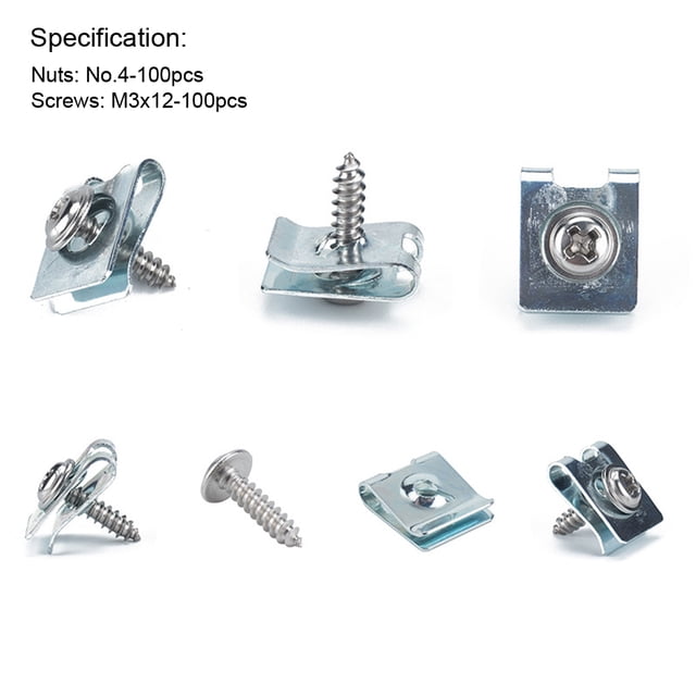 Clips U, Tornillos Automotrices No Fallidos de Alta Resistencia Kit de Surtido de Tornillos Automotrices No Fondos Instalación Simple Para Automóvil