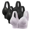 thumbnail image 2 of Abomasnow 3 Pcs Front Button Bra fot Women, Plus Size Wireless Snap Front Closure Sleep Bra Full-Coverage Breathable Sports Bras Everyday Sleep Tshirt Bras, 2 of 9