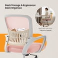 thumbnail image 4 of Gianna Ergonomic Mesh Office Chair with Fixed Armrests, Lumbar Support, and Mid-Back Design for Home & Desk Use with Smooth-Rolling Wheels, Pink, 4 of 5