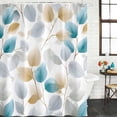 thumbnail image 2 of Botanical Leaves Bathroom Shower Curtains with 12 Hooks Waterproof Shower Curtain for Stalls and Bathtubs Teal Gray Blue Summer Branches Modern Decorative Bathroom Privacy Curtain 48x72 Inches, 2 of 9