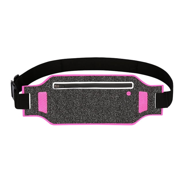 Cinturón para dinero superdelgado resistente al agua, para guardar teléfonos móviles, tarjetas y dinero, para viajes, deportes y yoga, color rosa y rojo