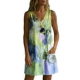 thumbnail image 6 of QUNYINEY A Line Summer Sundresses for Women Sleeveless Tie Dye Mini Beach Tank Dress V Neck Casual with Pockets Vacation Loose Fit Dresses, 6 of 7