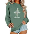 thumbnail image 2 of SYMOID women's christmas cross sweatshirt, cotton oversized crewneck with festive ornaments, green religious casual for holiday ch-ch,Size L, 2 of 6