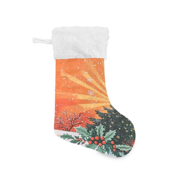 Christmas Stocking with Hanging Loop for Family Holiday Ornament Christmas Tree and Holly