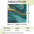 thumbnail image 2 of Teal and Gold Marble Glitter Waves Pattern Square Fitted Tablecloth with Elastic Edge,Square Table Cover,Washable Elastic Table Cover for Home Kitchen Party Decor 34"x34", 2 of 6
