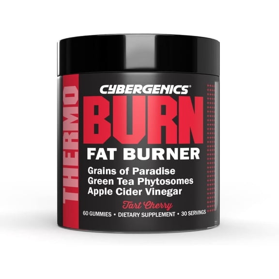 Cybergenics Burn Gummies, Supports Weight Management, Burns Excess Fat, Apple Cider Vinegar & Grains of Paradise, Boost Metabolism, Promote Digestion, 60 Gummies, 30 Servings