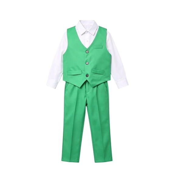 GiLiling Boys Formal Suit Slim Fit Tuxedo Suits for Kids Ring Bearer Outfit Kids Suit Set Toddler to Teen Boy (Green, 11-12 Years)