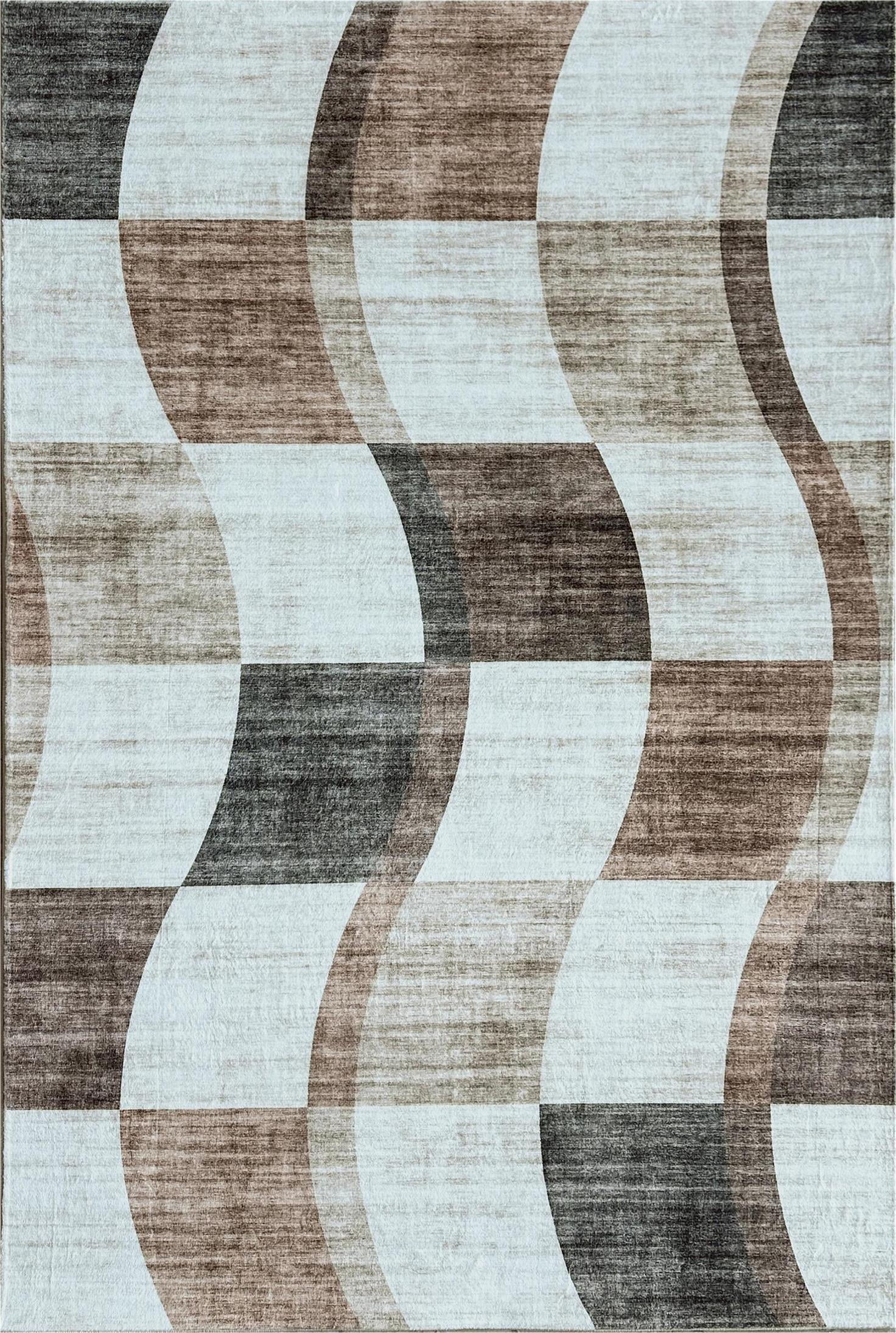 Rug Branch Eclipse Abstract Checkered Indoor Area Rug, Brown Beige, Abstract - Living Room, Bedroom, Dining Room, and Office