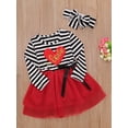 thumbnail image 3 of goowrom Robe Décontractée d'Automne pour Filles à Empiècements, Manches Longues, Robe en Tulle à Rayures + Bandeau à Nœud, 3 of 9