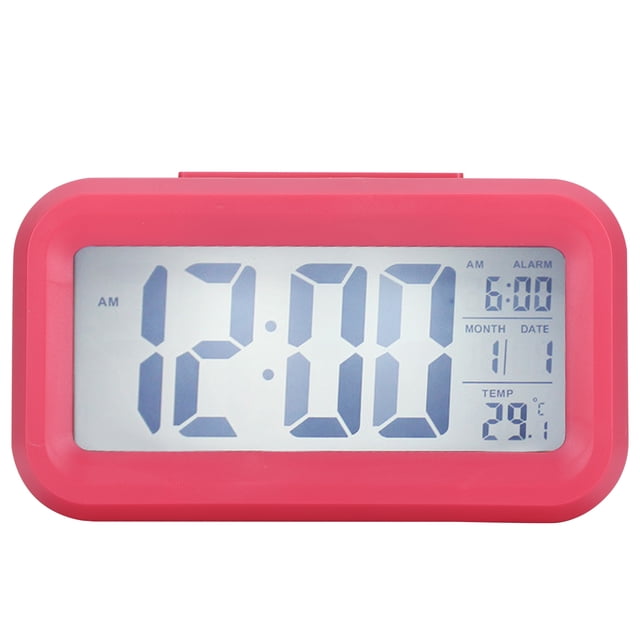 Reloj electrónico LCD Pantalla grande Silencio Reloj inteligente con pantalla de temperatura Reloj despertador GHY‑501Rosa