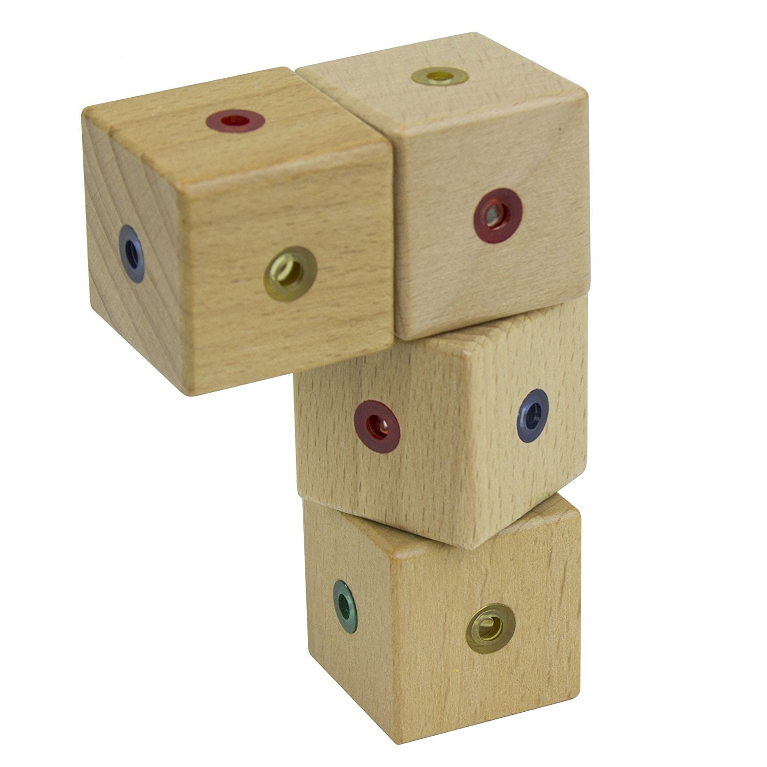 Wooden Building Blocks, 4 Cube Pack