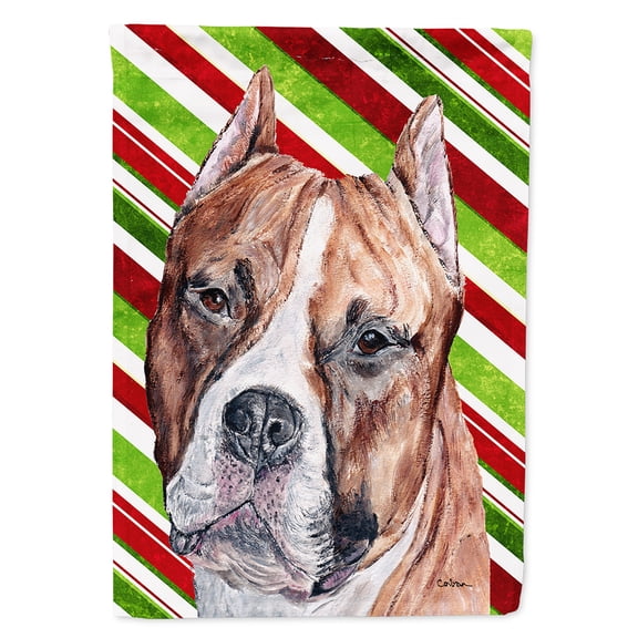 Staffordshire Bull Terrier Staffie Candy Cane Christmas Flag Canvas House Size