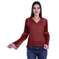 thumbnail image 4 of Moomaya Womens Collar Kurta Kurti Lace Detail Printed Full Sleeve Top Tunic, 4 of 5