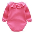 thumbnail image 3 of UAMVSH Baby Long Sleeve Romper Clothes Ruffle Collar Ribbed Knitted Bodysuits Soft Cute Cotton Jumpsuits Comfy Infant Clothes(3-6 Months,Hot Pink), 3 of 3
