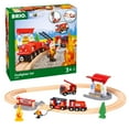 thumbnail image 1 of BRIO World Rescue Firefighter Set - 18-Piece FSC-Certified Wood Train Set & Accessories - Fire Train Engine with Lights and Sound, Wooden Tracks & More - Works with A, 1 of 8