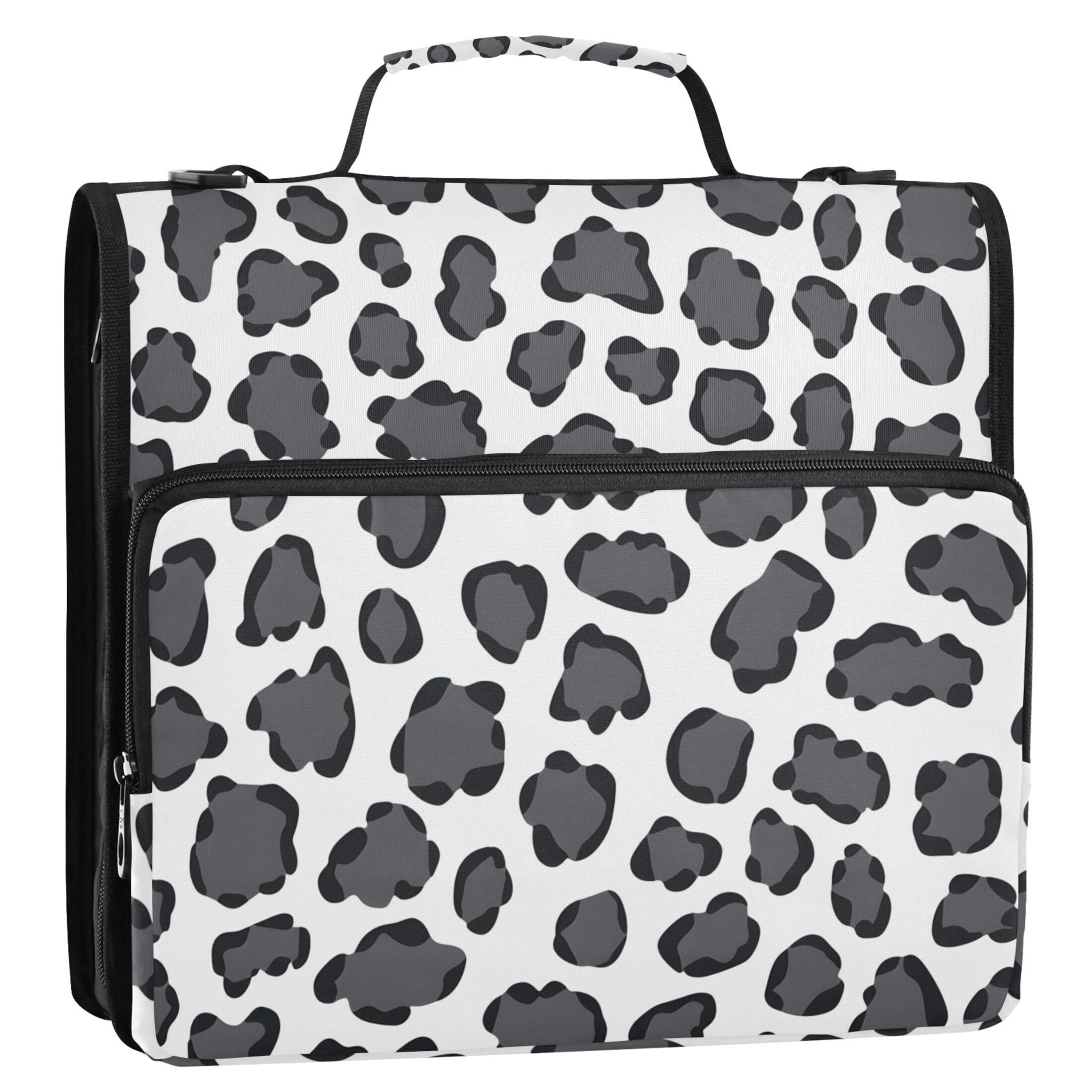 ALAZA Zipper Binder Gray Leopard 3 Ring Trapper Keeper File Folder Organizer Bag