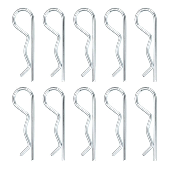 Uxcell 10 Pcs Hitch Pin Clip, 4mm x 85mm R Clips Carbon Steel Retaining Wire Hair Pins Cotter Pin Assortment Kit Clips for Trailer Tractors Mower Carts Truck Pin Clip, Silver