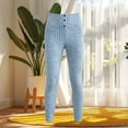 thumbnail image 4 of QIbmong Leggings for Women Ribbed Knit Button High Waist Yoga Pants Stretchy Butt Lift Skinny Casual Fall Winter Warm Athletic Trousers(L,Light Blue), 4 of 5