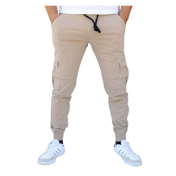 Jogger cargo de gabardina stretch John Silver Corte skinny color arena