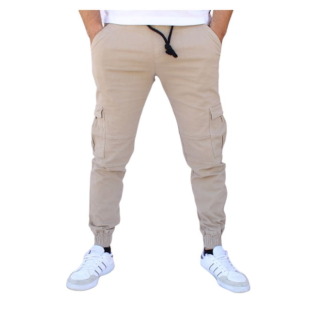 Jogger cargo de gabardina stretch John Silver Corte skinny color arena