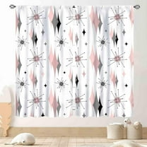 Mid Century Modern Curtains, Pink Gray Geometric Atomic Abstract Pattern 1950s 1960s Retro Style Window Drapery Treatments for Bedroom Living Room Kitchen Bathroom 2 Panel, 84"x63" Inch