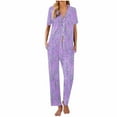 thumbnail image 6 of Tnhcen Women's 2 Piece Pajama Set Short Sleeve Top Pants Lounge Sets Summer Ladies Pjs Homewear Sets S-2XL, 6 of 6