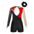 thumbnail image 4 of Haitryli Kids Girls Long Sleeve Gymnastic Leotard with Shorts Ballet Dance Outfit Set Hair Scrunchie Red 10, 4 of 7