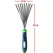 Garden Guru Stainless Steel Hand Rake Soil Tiller With Ergonomic Handle, Great for Gardening, Cultivating, Loosening Soil & Spreading Mulch (2 Pack)