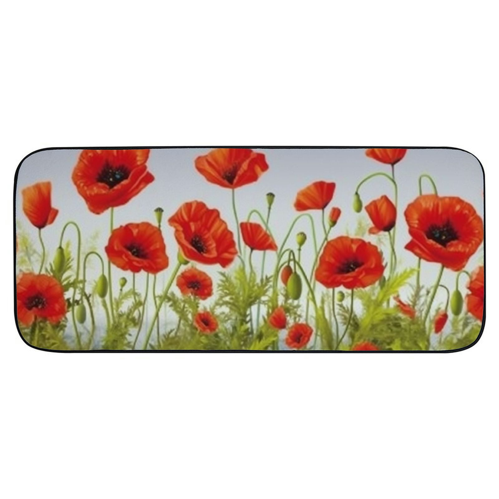 PHYHOO Red Poppy Door Mat Welcome Doormat Decorative Home Floor Mat, Non Slip Rubber Back for Outdoor Indoor Entrance Decor 19.68*47.24 in
