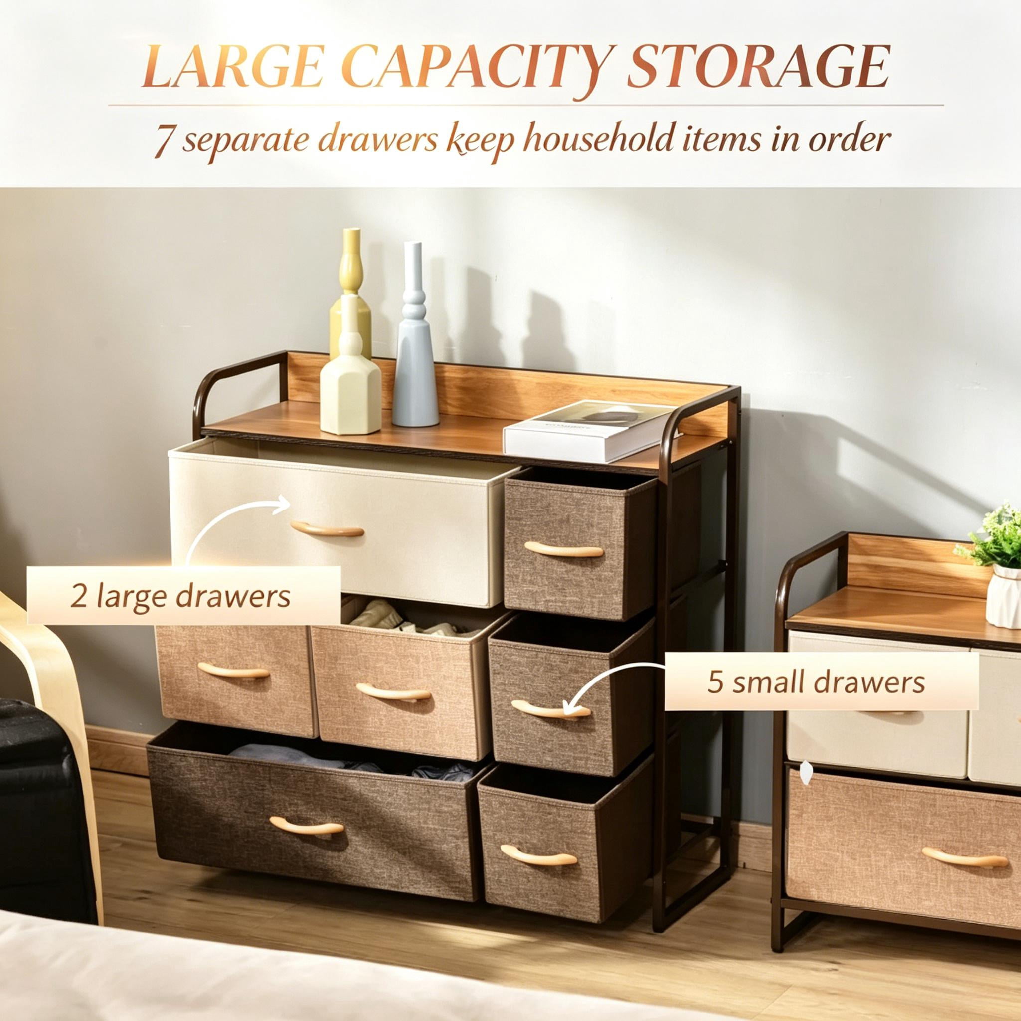 Modern Storage Cabinet with Open Top Shelf,Vertical Chest of Drawers,Stylish Floor Cabinet,Storage Dresser
