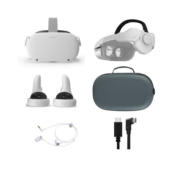 2021 Meta Oculus Quest 2 All-In-One VR Headset, Touch Controllers, 256GB SSD, 3D Audio, 1832x1920 up to 90 Hz Refresh Rate LCD, Mytrix Head Strap, Carrying Case, Earphone, Link Cable (3M)
