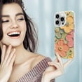 thumbnail image 6 of Phone Case for iPhone 14 Case for Women Girls, Cute Colorful Retro Oil Painting Flower Floral Design with Shiny Bling Diamonds Camera Cover Silicone Shockproof Protective, 6 of 7