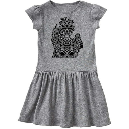 

Inktastic Michigan Silhouette Mandala Gift Toddler Girl Dress