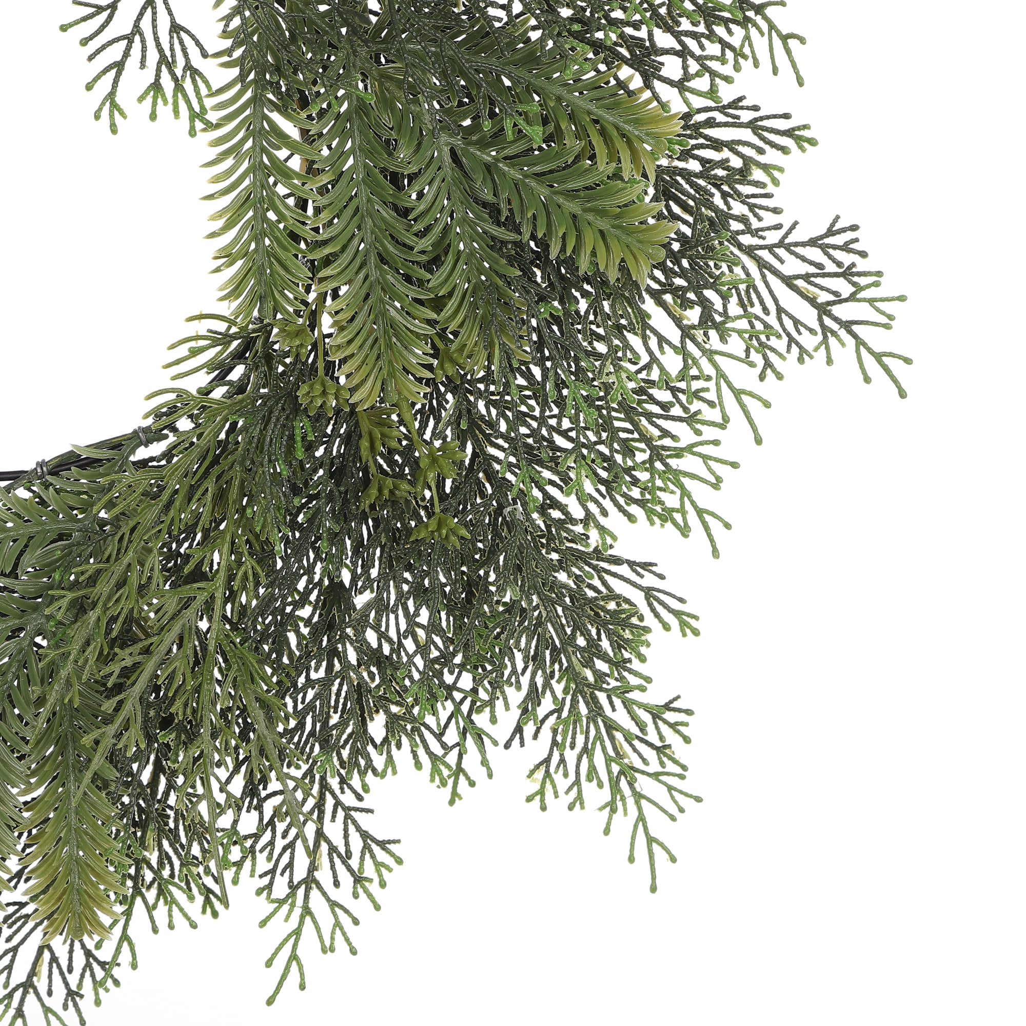 Mainstays 18 inch Artificial Green Pine Round Wreath, for Door or Wall, Metal Base