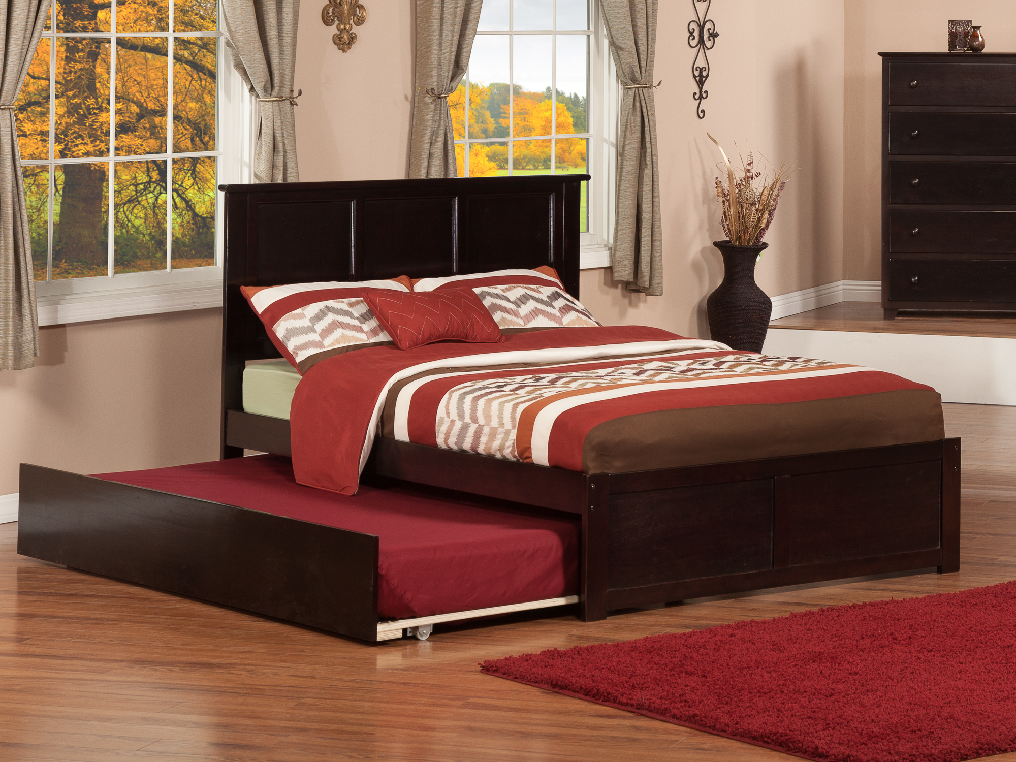 Madison Platform Bed with Flat Panel Foot Board and Twin Size Urban Trundle Bed in Multiple Colors and Sizes - image 2 of 4