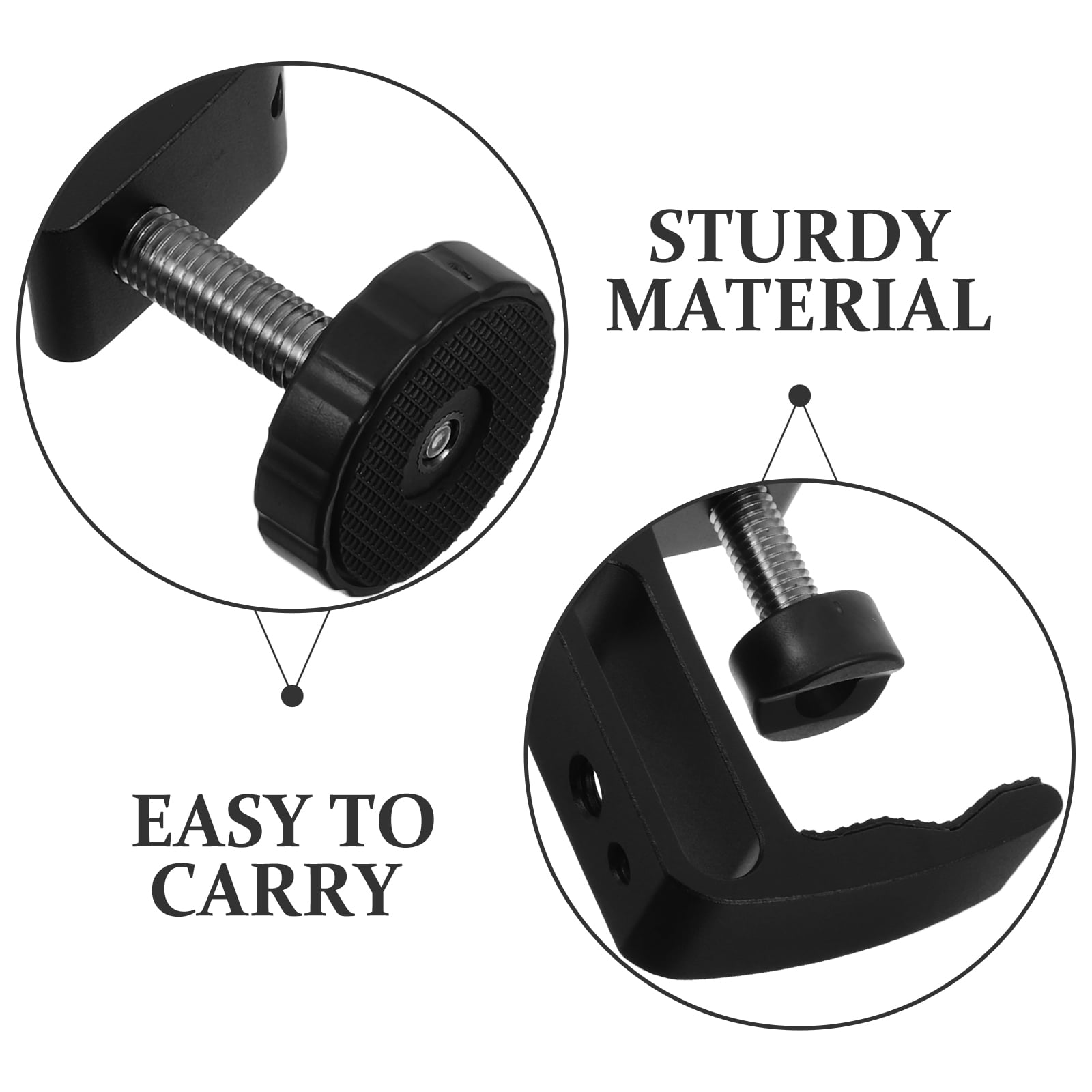 HEMOTON Black Heavy Duty C Clamps with Excellent Workmanship for Home Use Made of Aluminum 2Pcs