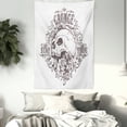 thumbnail image 3 of Abstract Art Tapestry Wall Hanging Skull and Rose Art Vintage Floral Pattern Monochrome Tattoo Style Retro Theme Print, Bedroom Living Room Dorm Decor, 60W X 80L Inches, Black White, by Ambesonne, 3 of 5
